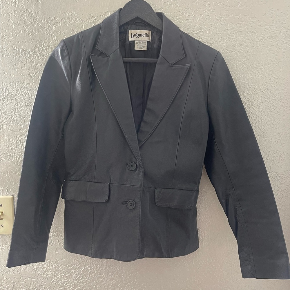 Vintage‎ Bagatelle Women's Black Leather Blazer Size 2